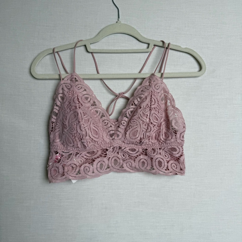 Victoria’s Secret PINK Lace Bralette – Dusty Pink Lace Crop – Size L